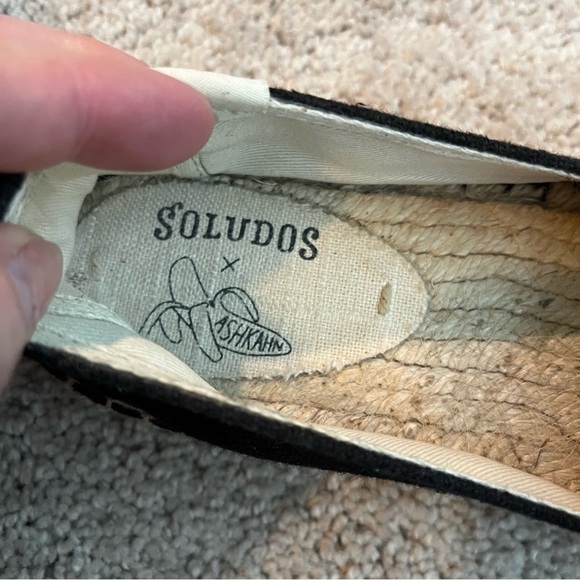 Soludos x Ashkahn Hi Hey espadrilles Black Canvas Flat Shoes summer size 7 - Picture 5 of 13